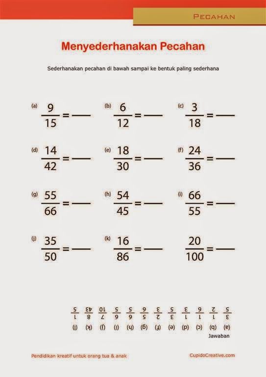 Contoh Soal Menyederhanakan Pecahan Kelas 4 Dalchaebi