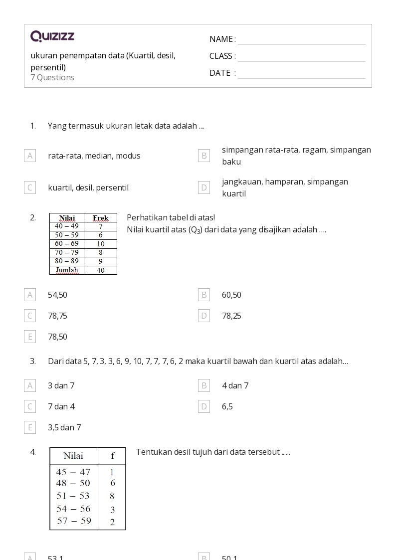50 lembar kerja kuartil untuk Kelas 10 di Quizizz Gratis Dapat Dicetak 50 lembar kerja kuartil untuk Kelas 10 di Quizizz Gratis Dapat Dicetak
