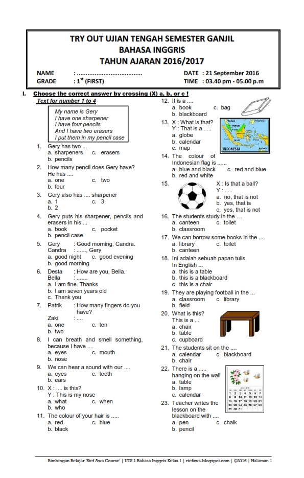 5 Fakta Mengejutkan Soal UTS Kelas 1 Bahasa Inggris Semester 1 yang Wajib Tahu Orang Tua 5 Fakta Mengejutkan Soal UTS Kelas 1 Bahasa Inggris Semester 1 yang Wajib Tahu Orang Tua