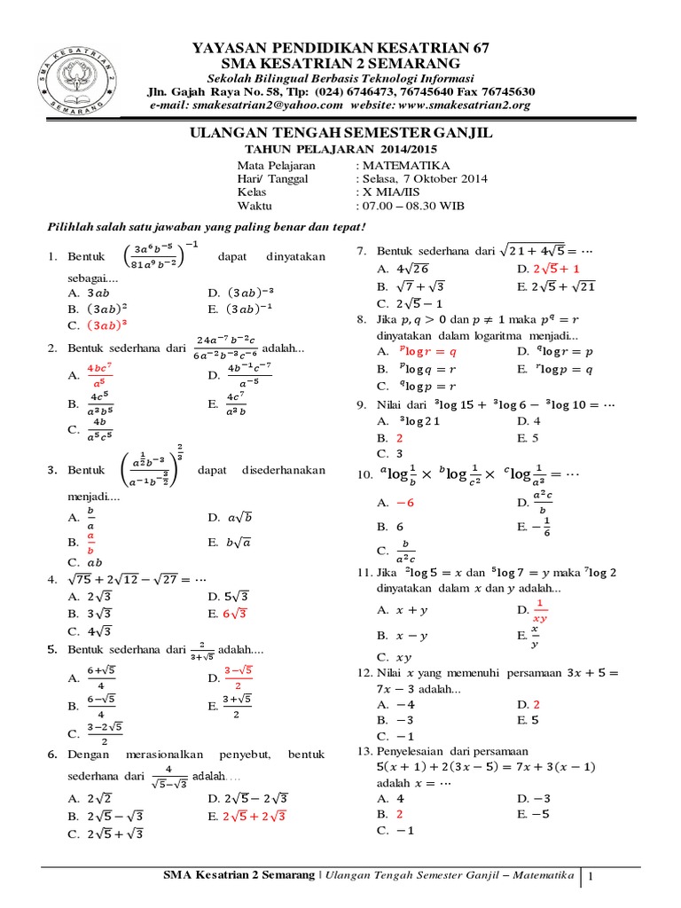 5 Fakta Penting Soal UAS Matematika SMK Kelas XI Semester 1 yang Wajib Kamu Tahu 5 Fakta Penting Soal UAS Matematika SMK Kelas XI Semester 1 yang Wajib Kamu Tahu