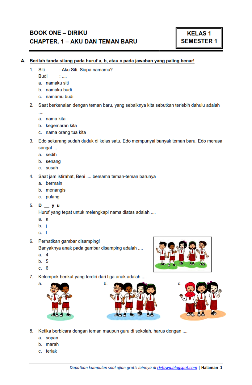 contoh soal tematik kelas 3 tema 2 subtema 1