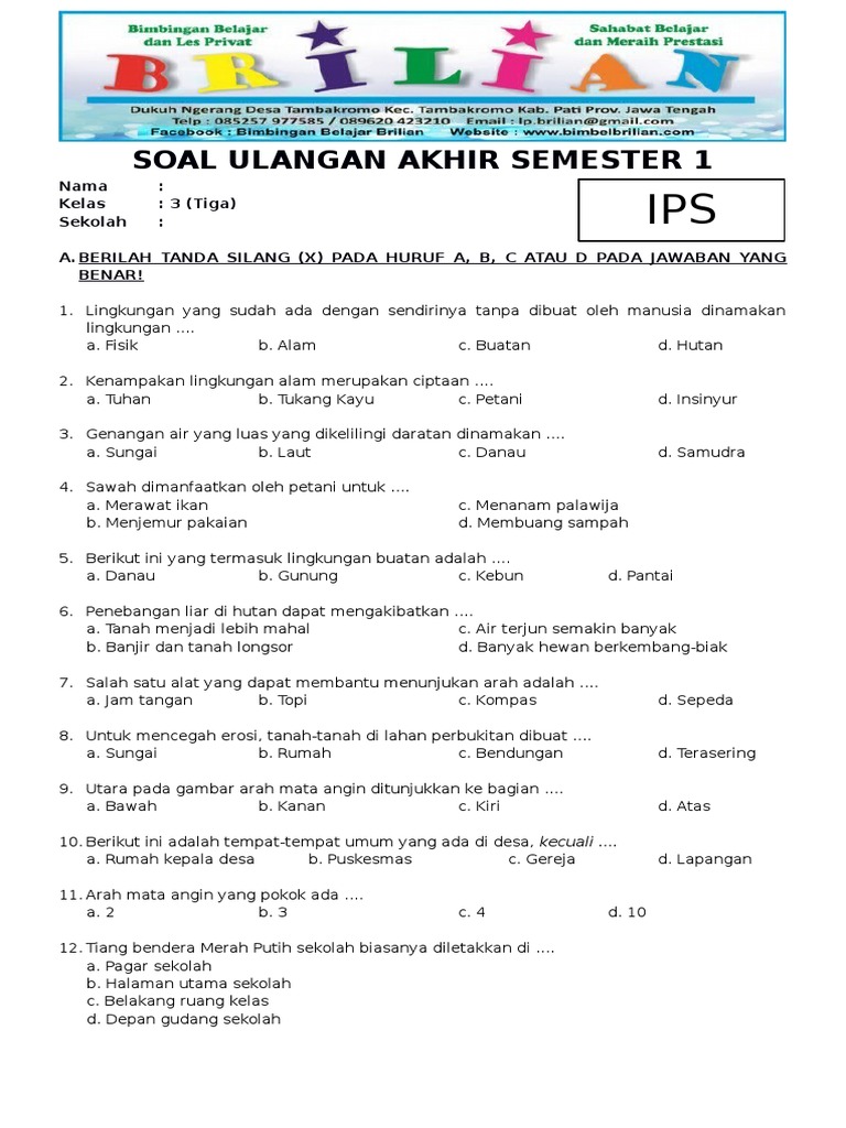 Akhirnya Tahu Kisi Kisi Soal IPS Kelas 3 Semester 2 KTSP yang Sering Muncul di UH Bab 2