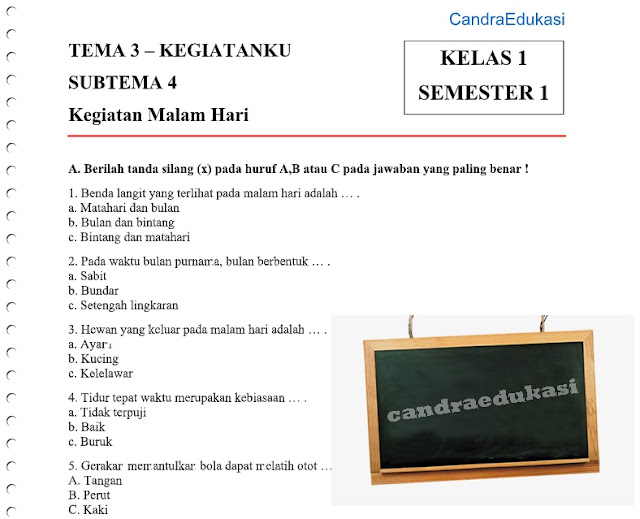 Akhirnya Tersedia 10 Soal Latihan Kelas 1 Tema 3 Subtema 4 Siap Cetak untuk Belajar
