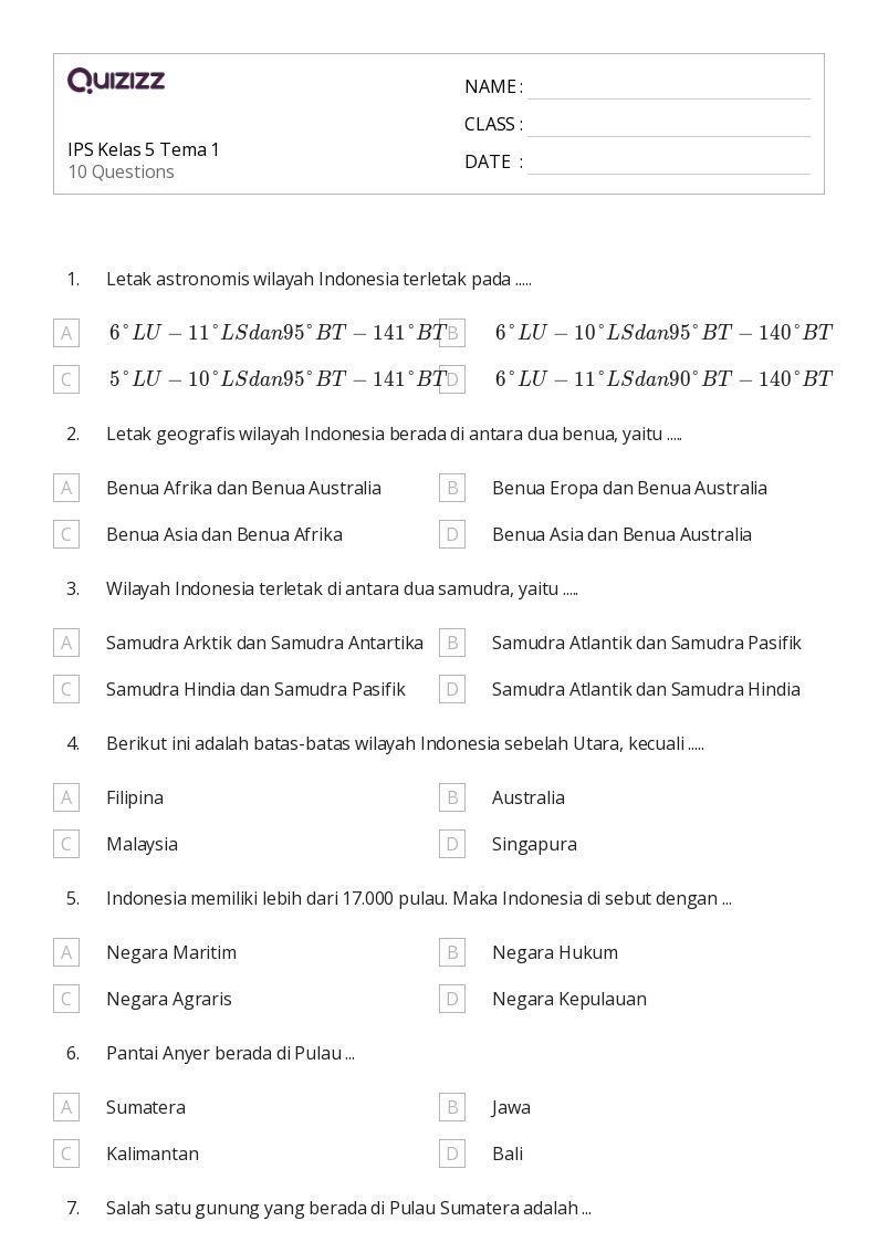 50 lembar kerja benua untuk Kelas 5 di Quizizz Gratis Dapat Dicetak 50 lembar kerja benua untuk Kelas 5 di Quizizz Gratis Dapat Dicetak