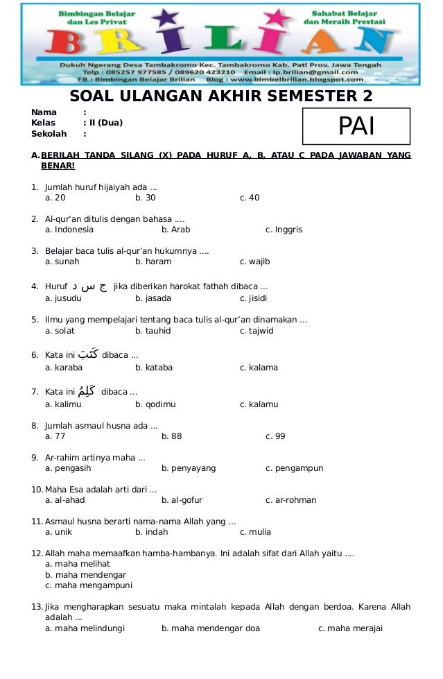 182 Ruang Kelas SD & SMP Diperbarui, Contoh Soal SBK Kelas 2 SD Semester 2 Gratis 182 Ruang Kelas SD & SMP Diperbarui, Contoh Soal SBK Kelas 2 SD Semester 2 Gratis