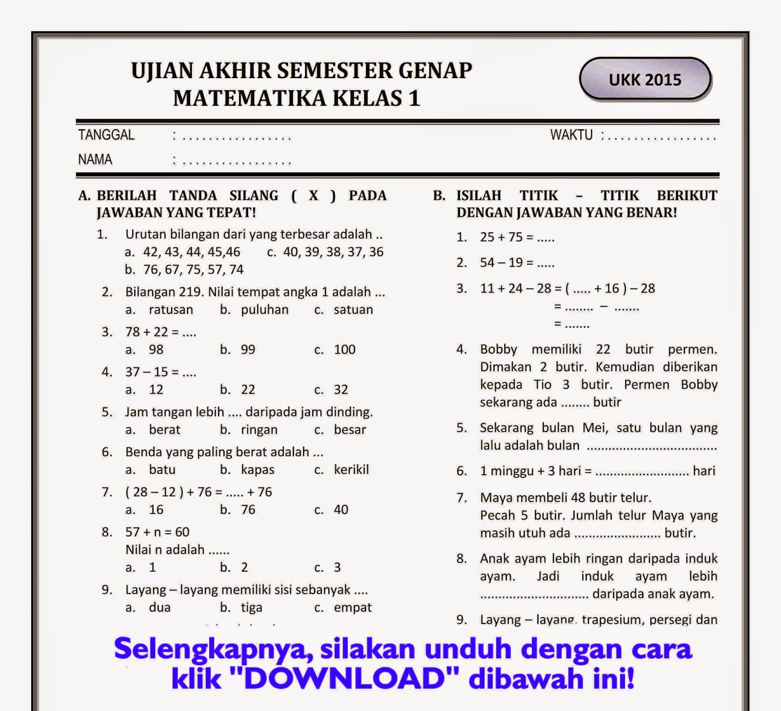 7 Rahasia Contoh Soal SBK Kelas 1 Semester 2 yang Bikin Anak Cepat Kuasai Bahasa Inggris
