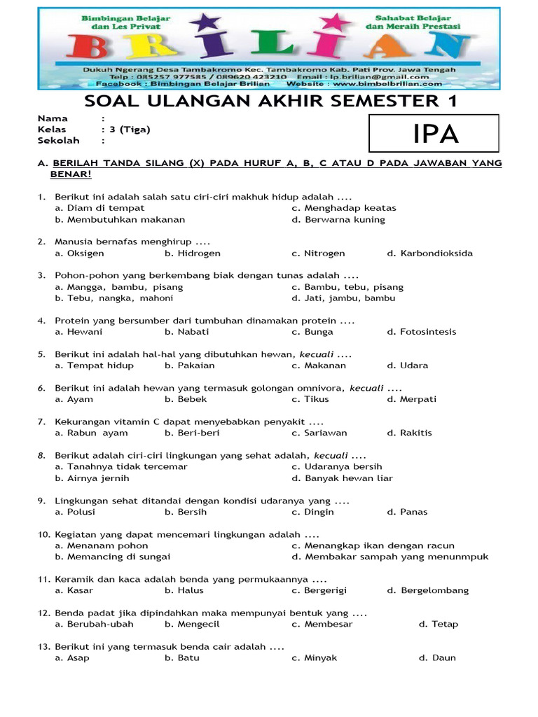 Akhirnya Terungkap Kisi Kisi Soal IPA untuk Kelas 3 SD yang Sering Muncul di Lembar Kerja Siswa Cetak Akhirnya Terungkap Kisi Kisi Soal IPA untuk Kelas 3 SD yang Sering Muncul di Lembar Kerja Siswa Cetak