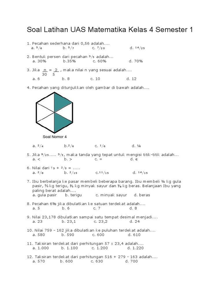 Contoh Soal Ulangan Harian Matematika Kelas 4 SD Semester 1: 20 Kunci Jawaban Sulingjar 2026 Guru yang Wajib Tahu Contoh Soal Ulangan Harian Matematika Kelas 4 SD Semester 1: 20 Kunci Jawaban Sulingjar 2026 Guru yang Wajib Tahu