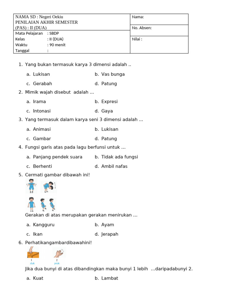 Ini 7 Contoh Soal SBdP Tema 2 Kelas 2 SD yang Sering Muncul di Ujian, Wajib Tahu Sebelum Terlambat Ini 7 Contoh Soal SBdP Tema 2 Kelas 2 SD yang Sering Muncul di Ujian, Wajib Tahu Sebelum Terlambat