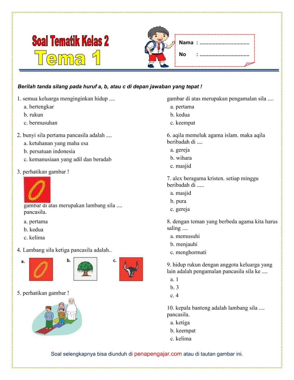 Terbukti Efektif! 7 Contoh Soal Tema 1 Kelas 2 SD Semester 1 yang Bikin Anak Sukses