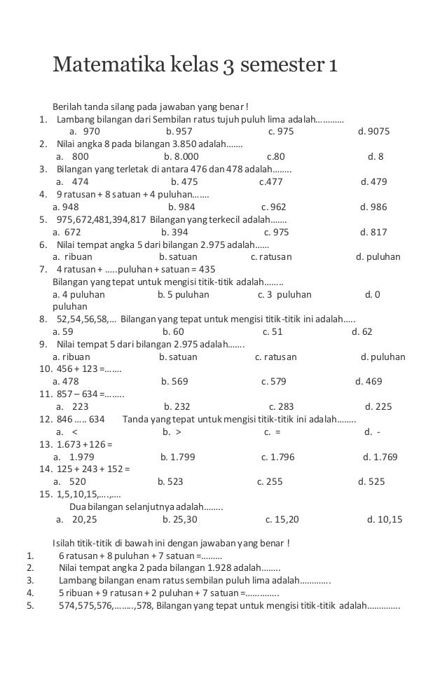 Ternyata Ini Kisi Kisi Soal Kelas 3 KTSP Semester 1 yang Sering Muncul di Lembar Kerja Siswa Siap Cetak