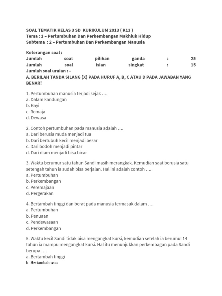 Ternyata Ini Kunci Jawaban Contoh Soal Tema 1 2 Kelas 3 SD yang Sering Bikin Orang Tua Salah Paham