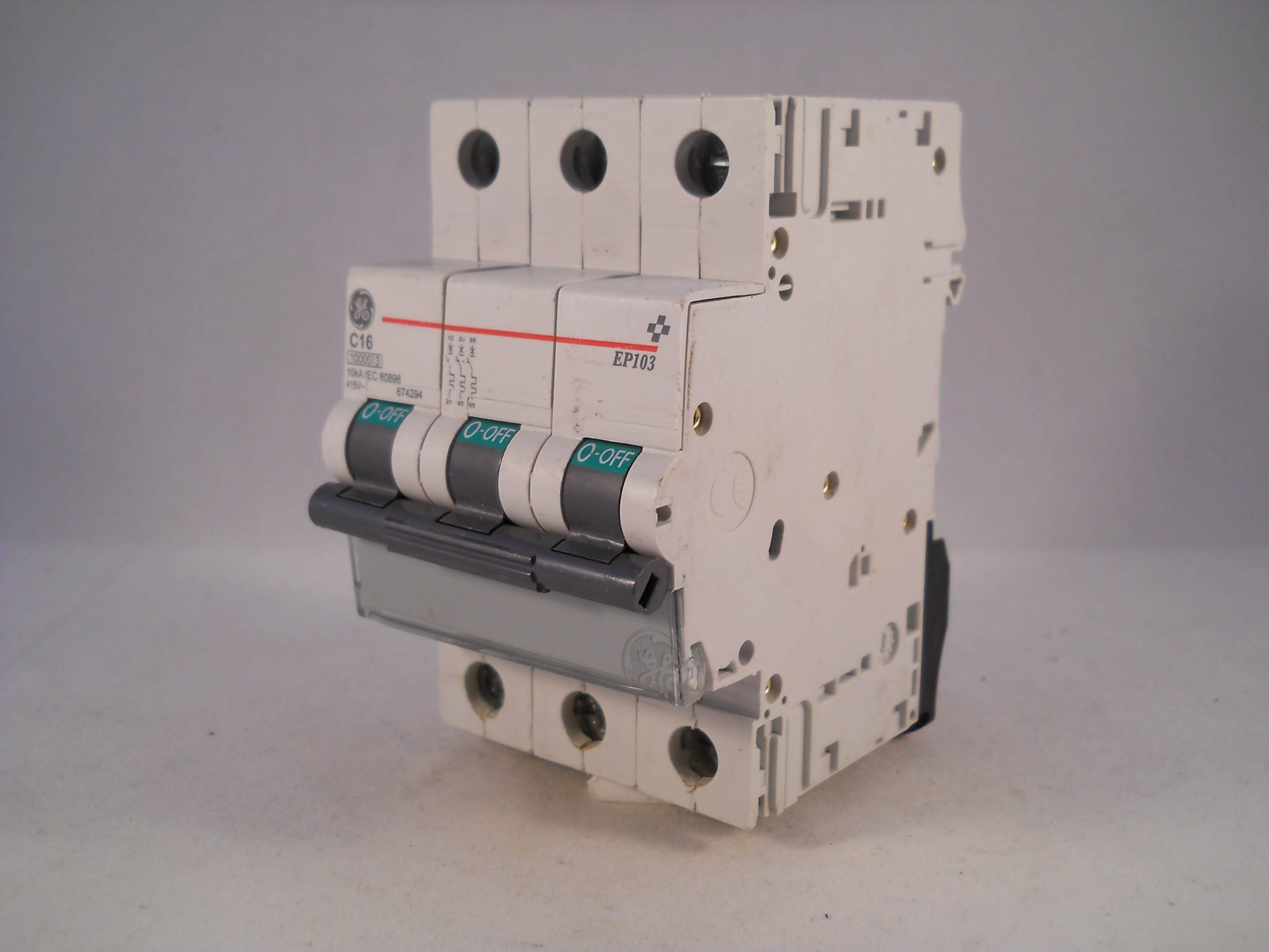 GE MCB 16 Amp Triple Pole 3 Phase Breaker Type C 16A EP103 674294 ...