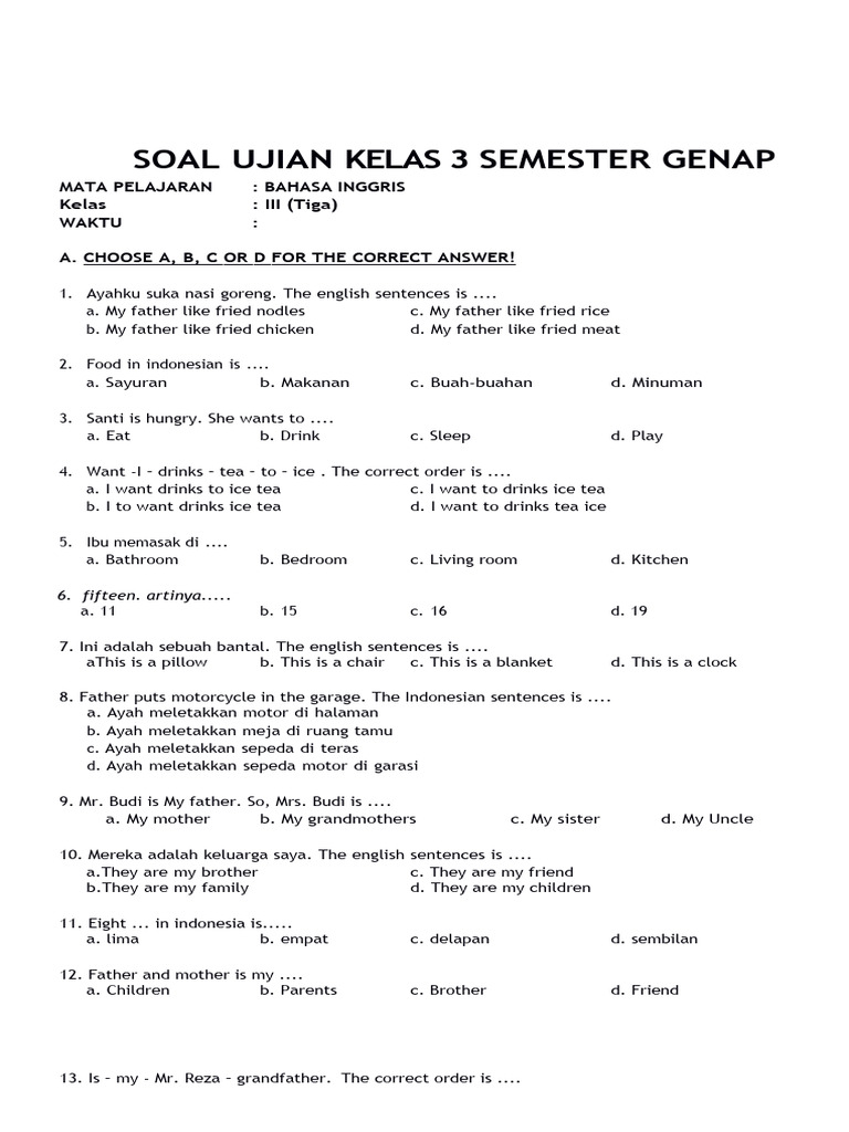 Wajib Tahu 5 Bocoran soal uas bahasa inggris kelas 3 kurikulum 2013 Agar Nilai Sempurna Wajib Tahu 5 Bocoran soal uas bahasa inggris kelas 3 kurikulum 2013 Agar Nilai Sempurna